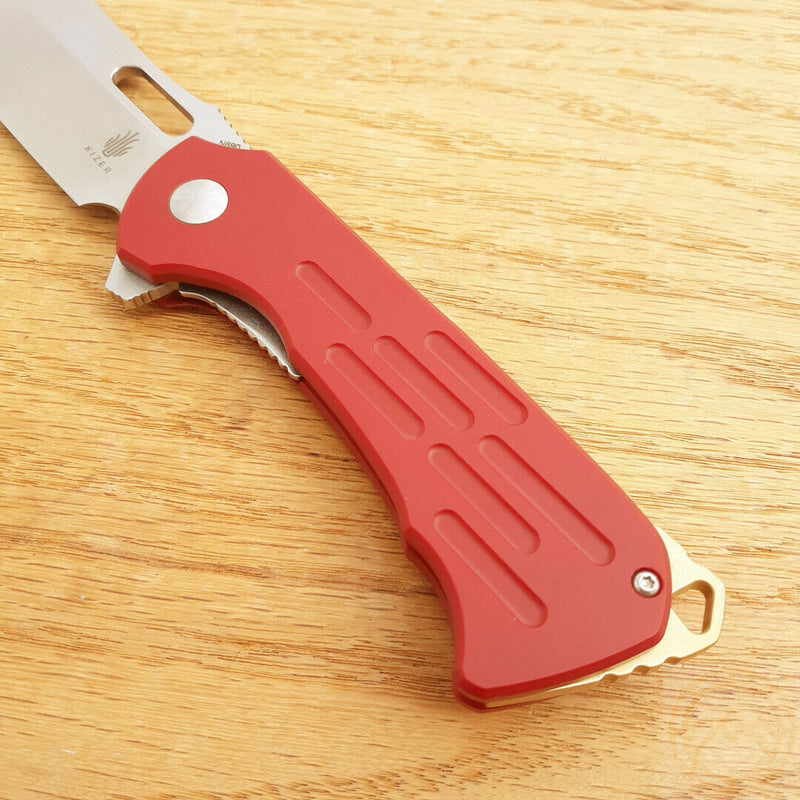 Kizer Cutlery Quatch Folding Knife 3" N690 Steel Blade Red Micarta Handle V3574N2 -Kizer Cutlery - Survivor Hand Precision Knives & Outdoor Gear Store