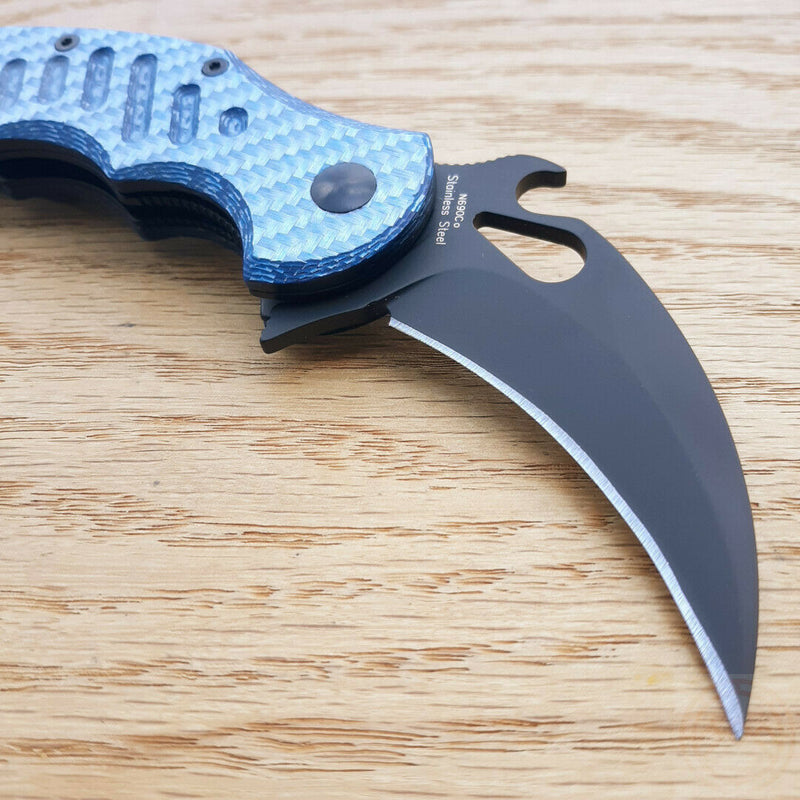 Fox Karambit Framelock Folding Knife 2.5" Stainless Steel Blade Blue G10 Handle 599BLT -Fox - Survivor Hand Precision Knives & Outdoor Gear Store