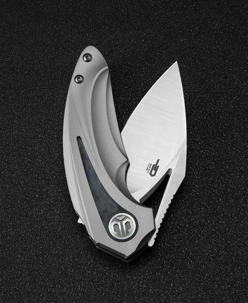 Bestech Knives Nuke Frame Folding Knife 2.63" M390 Steel Blade Gray Titanium/CF Handle T2107A -Bestech Knives - Survivor Hand Precision Knives & Outdoor Gear Store