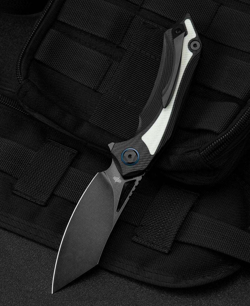 Bestech Knives Kasta Liner Folding Knife 3.5" 154CM Steel Blade Black And White G10 Handle KG45D -Bestech Knives - Survivor Hand Precision Knives & Outdoor Gear Store