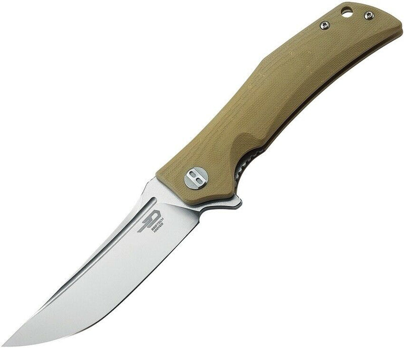 Bestech Knives Scimitar Liner Folding Knife 3.75" D2 Tool Steel Blade Tan G10 Handle G05C1 -Bestech Knives - Survivor Hand Precision Knives & Outdoor Gear Store