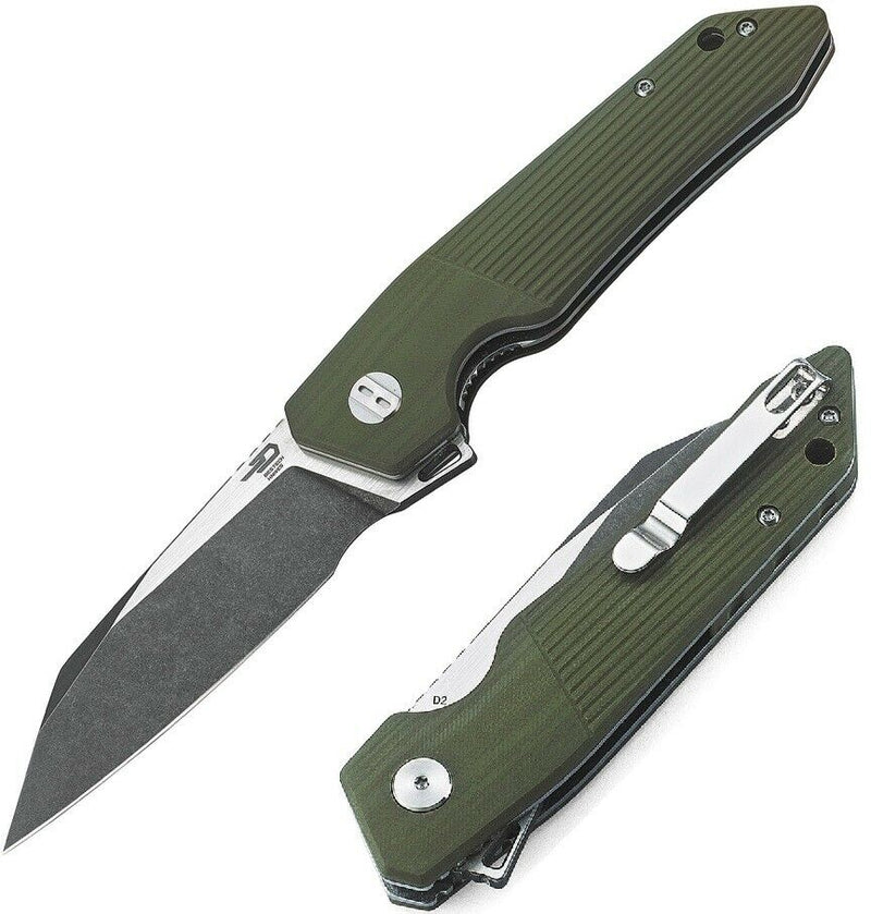 Bestech Knives Barracuda Liner Folding Knife 3.5" D2 Tool Steel Blade Green G10 Handle G15B2 -Bestech Knives - Survivor Hand Precision Knives & Outdoor Gear Store