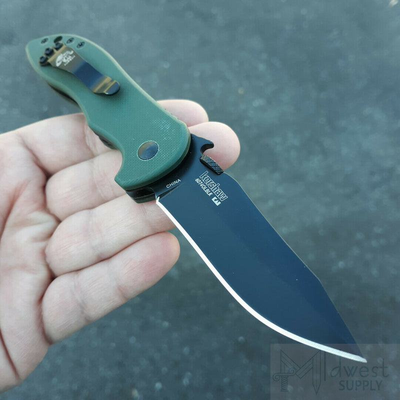 Kershaw Emerson CQC-5K Folding Knife 3" 8Cr13MoV Steel Blade Green G10 Handle 6074OLBLK -Kershaw - Survivor Hand Precision Knives & Outdoor Gear Store