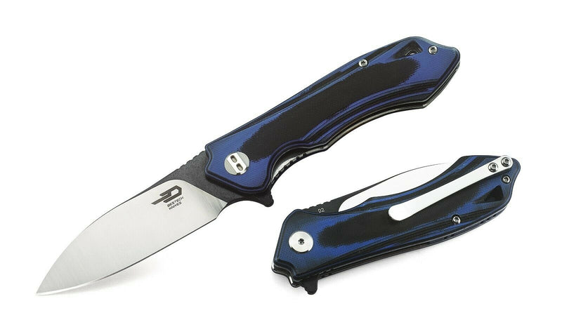 Bestech Knives Beluga Folding Knife 3" D2 Tool Steel Blade Black/Blue G10 Handle G11G1 -Bestech Knives - Survivor Hand Precision Knives & Outdoor Gear Store