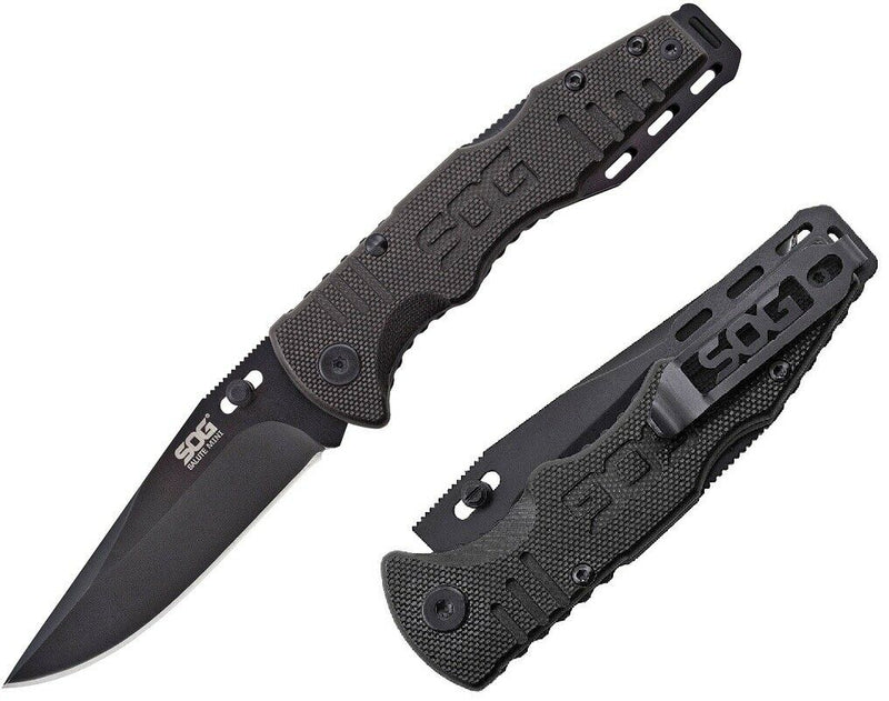 SOG Salute Mini Black Oxide Folding Knife 3.12" 8Cr13MoV Steel Blade G10 Handle FF1101CP -SOG - Survivor Hand Precision Knives & Outdoor Gear Store