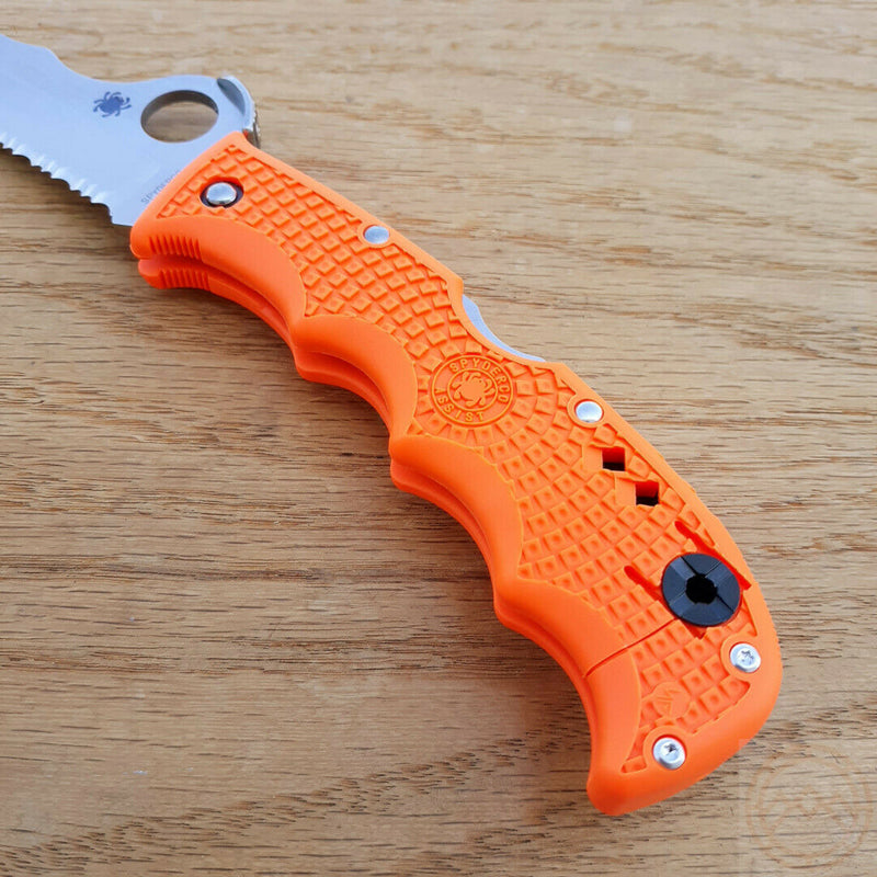 Spyderco Assist Lockback Folding Knife 3.75" Part Serrated VG10 Steel Blade Orange FRN Handle 79PSOR -Spyderco - Survivor Hand Precision Knives & Outdoor Gear Store