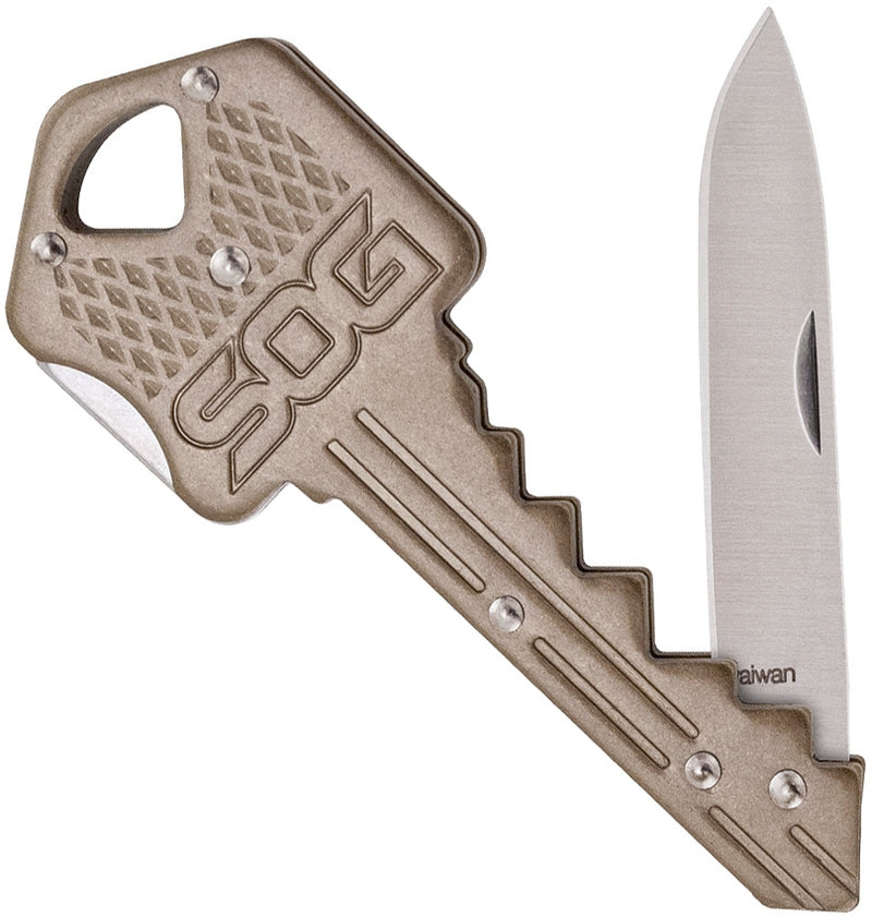 SOG Key Lockback Folding Knife 1.5" Stainless Steel Blade Brass Tone Stainless Body KEY102CP -SOG - Survivor Hand Precision Knives & Outdoor Gear Store