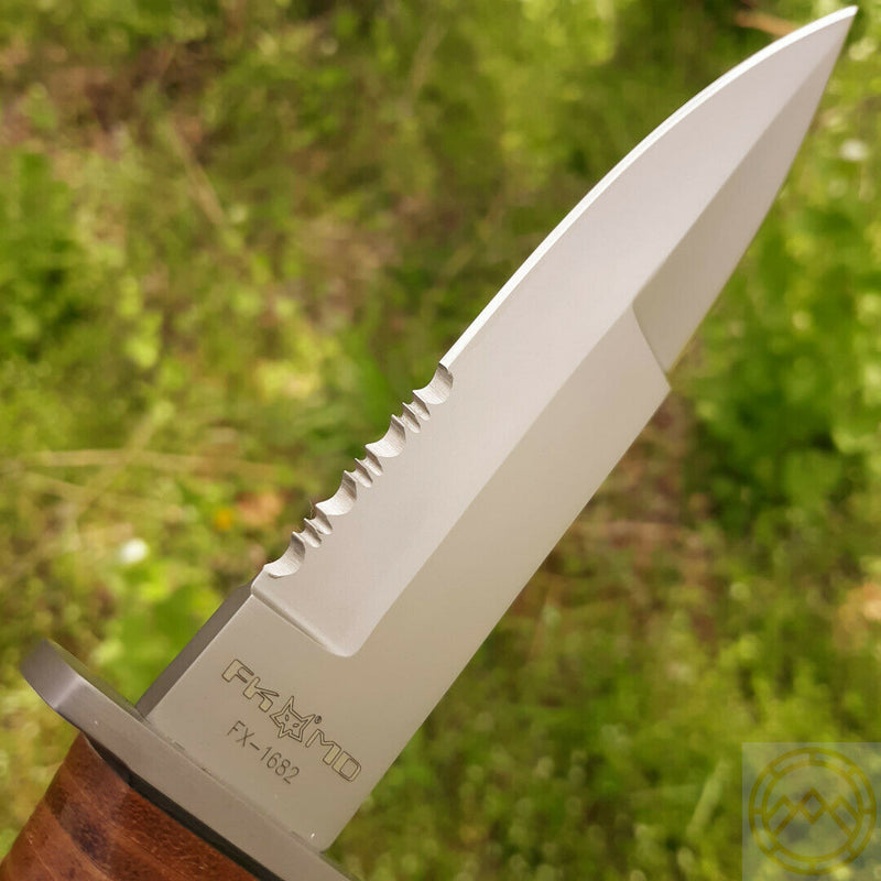 Fox Marine Combat Fixed Knife 5.13" 440C Steel Blade Stacked Leather Handle 1682 -Fox - Survivor Hand Precision Knives & Outdoor Gear Store