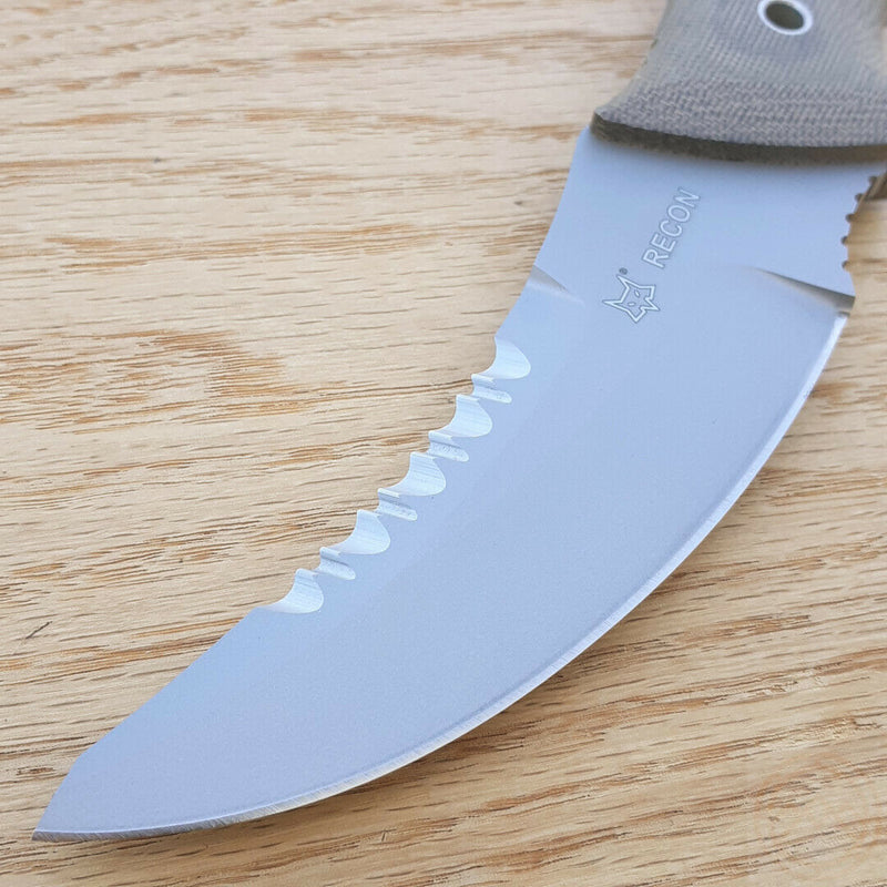 Fox Recon Fixed Knife 4.75" N690Co Steel Full Tang Blade Green Micarta Handle X512OD -Fox - Survivor Hand Precision Knives & Outdoor Gear Store