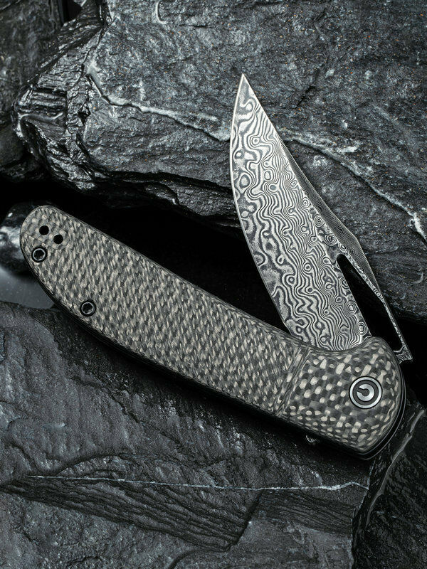 Civivi Ortis Folding Knife 3.25" Damascus Steel Blade Black Carbon Fiber Handle -Civivi - Survivor Hand Precision Knives & Outdoor Gear Store