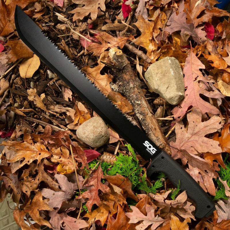 SOG Fari Machete Fixed Knife 18" 2Cr13MoV Steel Blade Black Textured Rubber Handle MC02N -SOG - Survivor Hand Precision Knives & Outdoor Gear Store