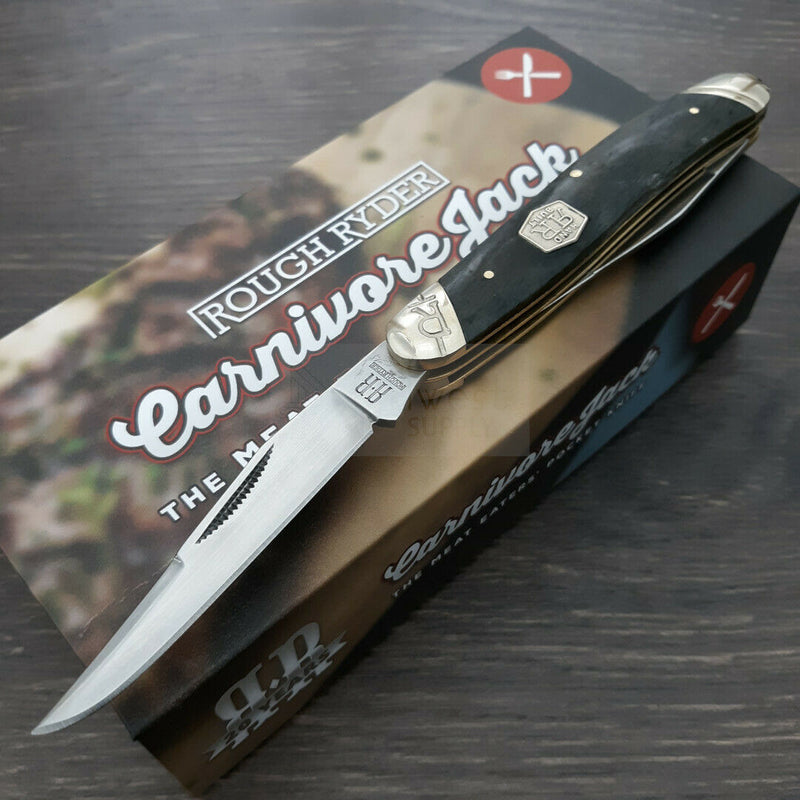 Rough Ryder Carnivore Jack Pocket Knife Stainless Steel Blades Black Smooth Bone Handle 2020 -Rough Ryder - Survivor Hand Precision Knives & Outdoor Gear Store