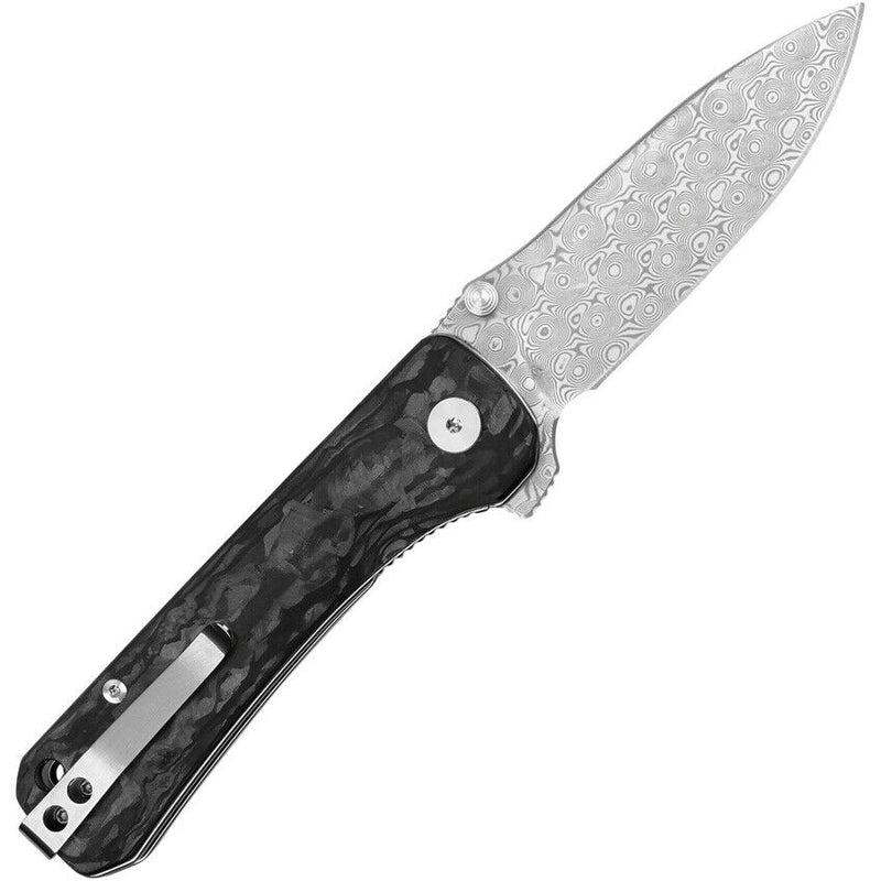 QSP Knife Hawk Folding Knife 3.25" Damascus Steel Blade Carbon Fiber Handle 131E -QSP Knife - Survivor Hand Precision Knives & Outdoor Gear Store