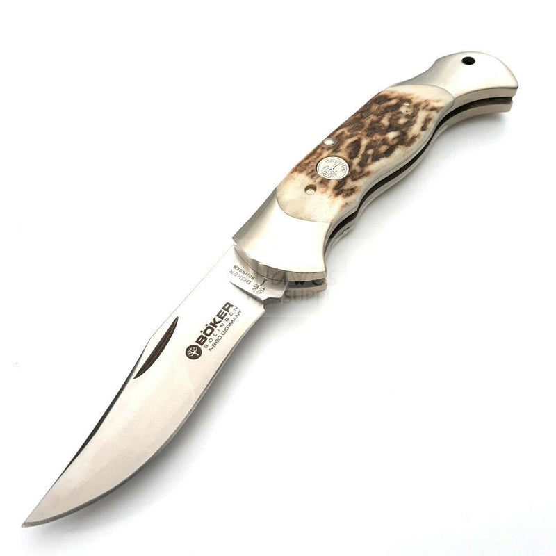 Boker Lockback Folding Knife Bohler N690 Steel Clip Point Blade Stag Handle 112004ST -Boker - Survivor Hand Precision Knives & Outdoor Gear Store