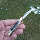 Frost Cutlery Peanut Pocket Knife Satin Finish Stainless Steel Blades Gray Bone Handle W107GY20 -Frost Cutlery - Survivor Hand Precision Knives & Outdoor Gear Store