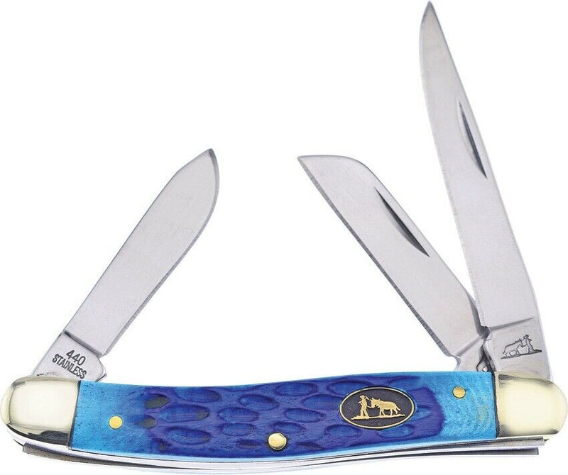 Frost Cutlery Stockman Pocket Knife Stainless Steel Blades Blue Jigged Bone Handle BKH509DBL -Frost Cutlery - Survivor Hand Precision Knives & Outdoor Gear Store