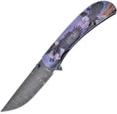 Frost Cutlery Eagle Folding Knife 3.75" Damascus Steel Blade Aluminum Handle KH020EE -Frost Cutlery - Survivor Hand Precision Knives & Outdoor Gear Store