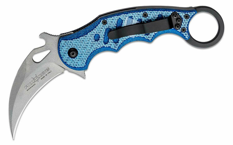 Fox Karambit Folding Knife 3" N690 Steel Blade Blue G10 / Carbon Fiber Handle 479BLTSW -Fox - Survivor Hand Precision Knives & Outdoor Gear Store