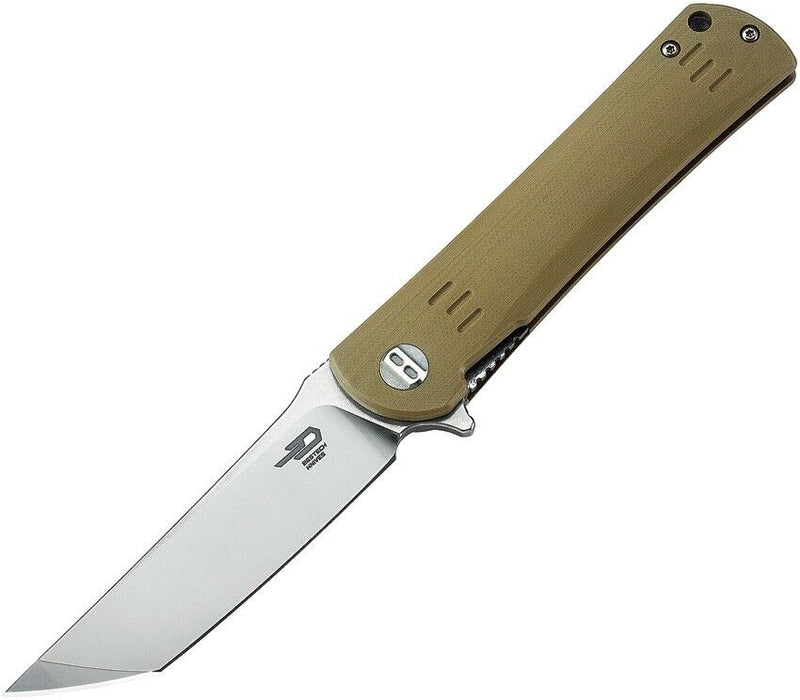 Bestech Kendo Linerlock Folding Knife 3.75" D2 Tool Steel Tanto Blade Tan G10 Handle G06C1 -Bestech Knives - Survivor Hand Precision Knives & Outdoor Gear Store