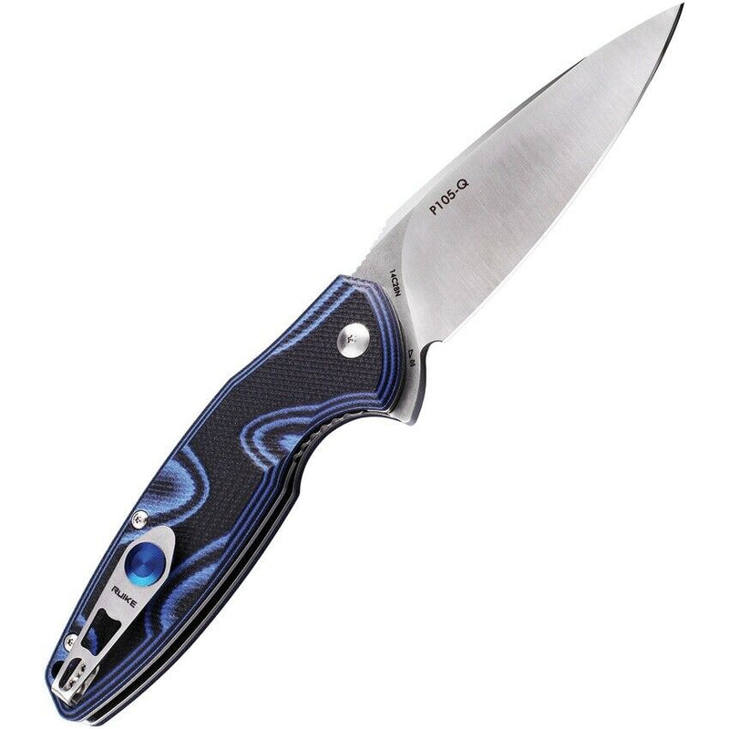 RUIKE Fang P105 Linerlock Folding Knife 3.5" 14C28N Steel Blade Blue/Black G10 Handle EP105Q -RUIKE - Survivor Hand Precision Knives & Outdoor Gear Store