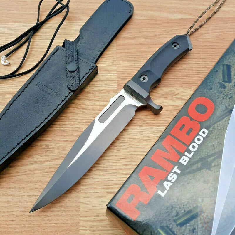 Rambo Last Blood Fixed Knife 8" Stainless Steel Blade Black Sculpted Synthetic Handle 9416 -Rambo - Survivor Hand Precision Knives & Outdoor Gear Store