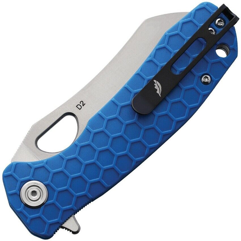 Honey Badger Knives Linerlock Folding Knife 3.13" D2 Tool Steel Warncleaver Blade Blue Textured GRN Handle 1043 -Honey Badger Knives - Survivor Hand Precision Knives & Outdoor Gear Store