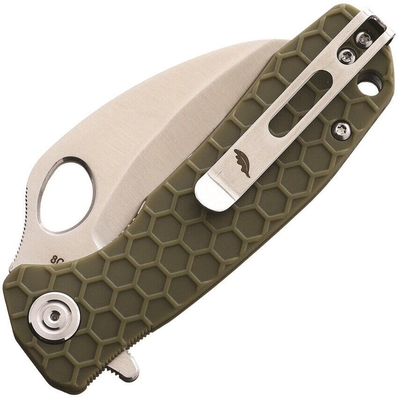 Honey Badger Knives Small Linerlock Folding Knife 2.75" Serrated 8Cr13MoV Steel Claw Blade Green Textured GRN Handle 1153 -Honey Badger Knives - Survivor Hand Precision Knives & Outdoor Gear Store