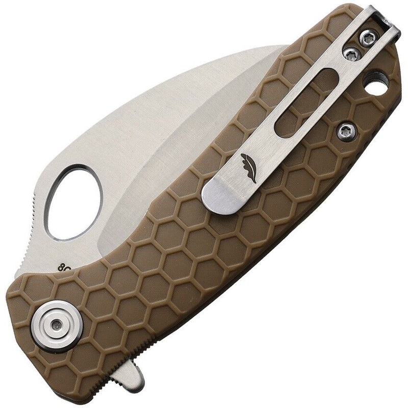 Honey Badger Knives Small Liner Folding Knife 2.75" Serrated 8Cr13MoV Steel Claw Blade Tan Textured GRN Handle 1152 -Honey Badger Knives - Survivor Hand Precision Knives & Outdoor Gear Store