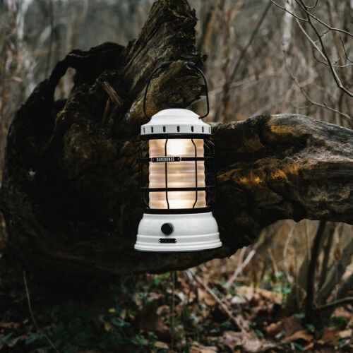 Barebones Living Forest Lantern Vintage 6" x 9.5" x 6" Warm Ambient LED Light Stamped Steel/Plastic/Rubber Construction RE162 -Barebones Living - Survivor Hand Precision Knives & Outdoor Gear Store