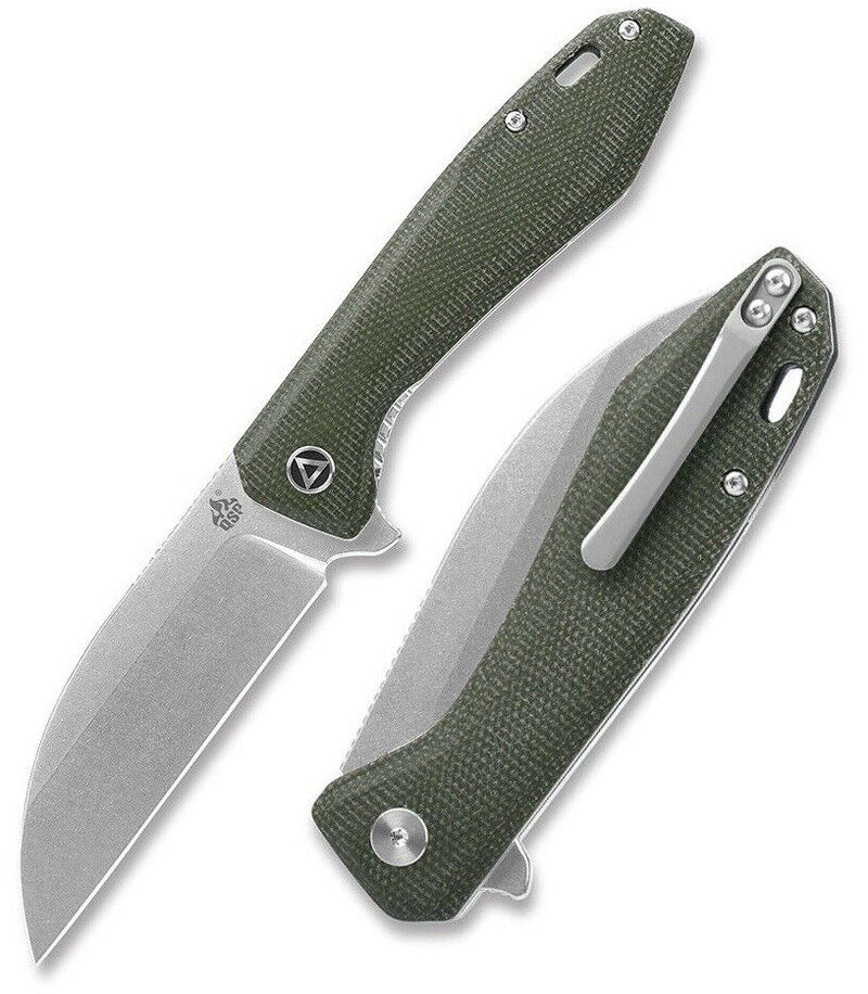 QSP Knife Pelican Folding Knife 3.63" CPM S35VN Steel Blade Green Micarta Handle 118E1 -QSP Knife - Survivor Hand Precision Knives & Outdoor Gear Store