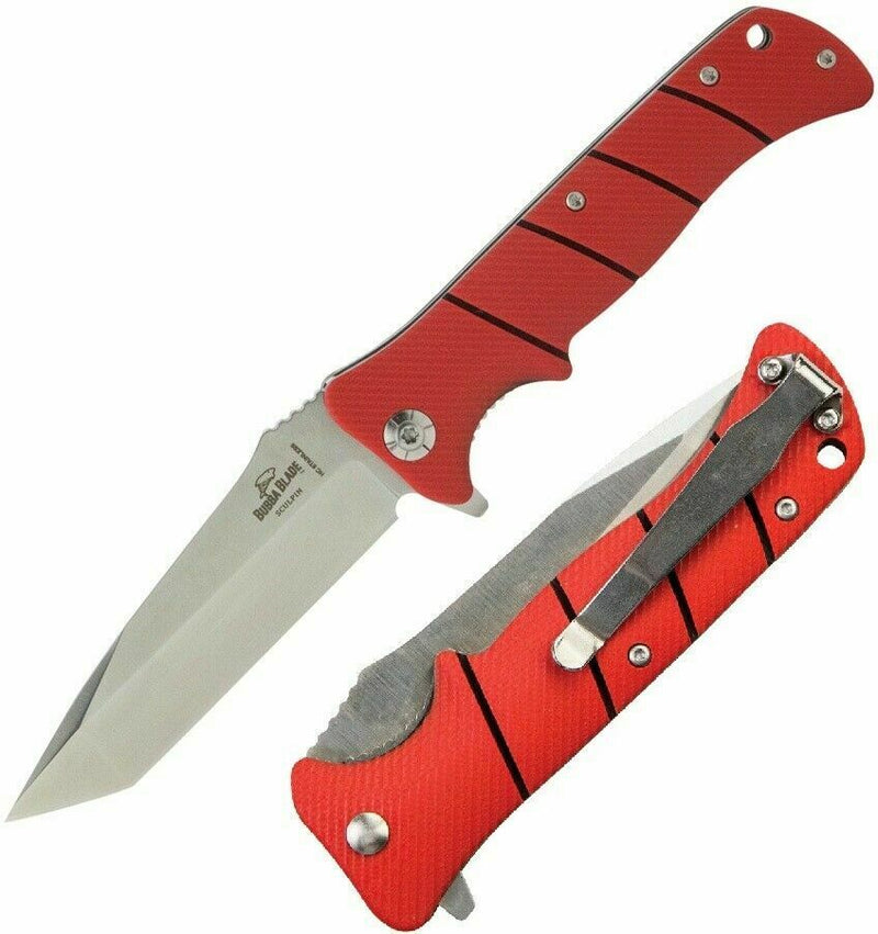 Bubba Blade Sculpin Folding Knife 3.63" High Carbon Steel Blade Red G10 Handle CLFK -Bubba Blade - Survivor Hand Precision Knives & Outdoor Gear Store