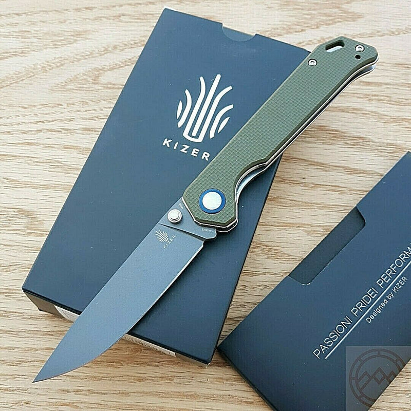 Kizer Cutlery Begleiter Folding Knife 3.63" N690 Steel Blade Green G10 Handle V4458N2 -Kizer Cutlery - Survivor Hand Precision Knives & Outdoor Gear Store