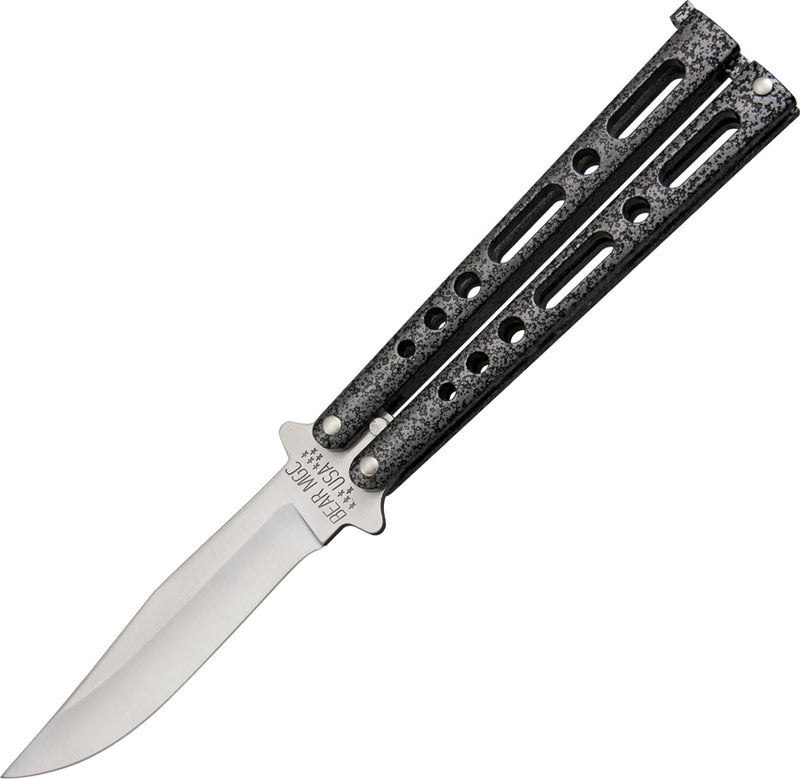Bear & Son Butterfly Folding Knife 3.26" Stainless Steel Blade Silver Vein Die Cast Metal Handle 117S -Bear & Son - Survivor Hand Precision Knives & Outdoor Gear Store