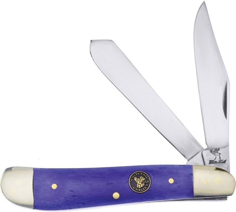 Frost Cutlery Dog Leg Trapper Pocket Knife Stainless Steel Blades Purple Smooth Bone Handle T951PSB -Frost Cutlery - Survivor Hand Precision Knives & Outdoor Gear Store