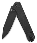 QSP Knife Mamba Linerlock Folding Knife 3.5" D2 Tool Steel Blade Black Linen Micarta Handle 111G2 -QSP Knife - Survivor Hand Precision Knives & Outdoor Gear Store