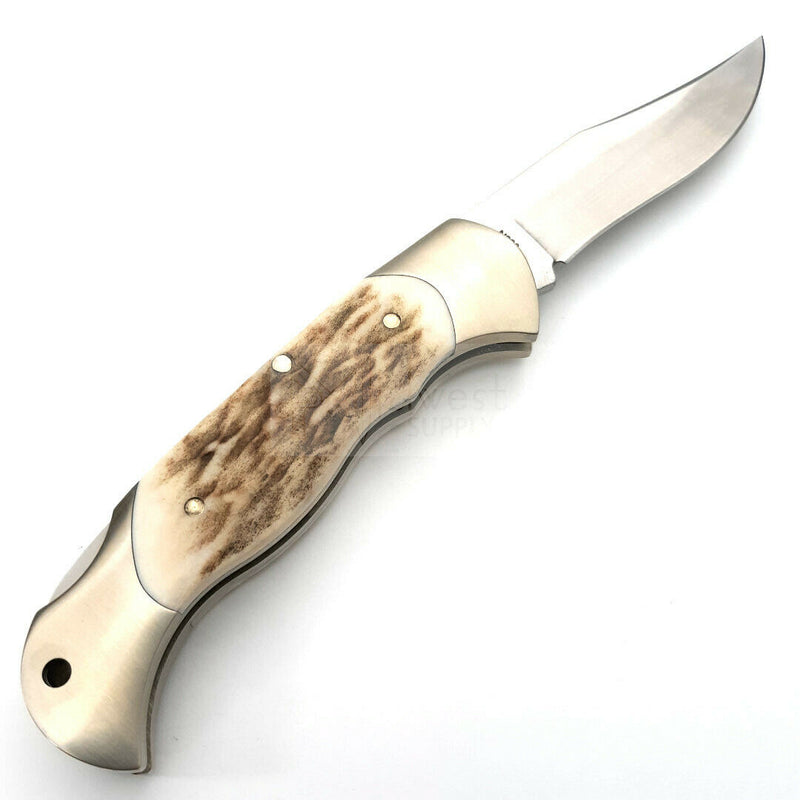 Boker Lockback Folding Knife Bohler N690 Steel Clip Point Blade Stag Handle 112004ST -Boker - Survivor Hand Precision Knives & Outdoor Gear Store