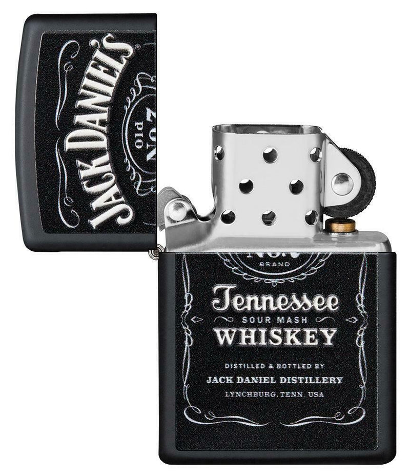 Zippo Jack Daniels Lighter Black Matte All Metal Construction Dimensions: 1.44" x 2.25" 17093 -Zippo - Survivor Hand Precision Knives & Outdoor Gear Store