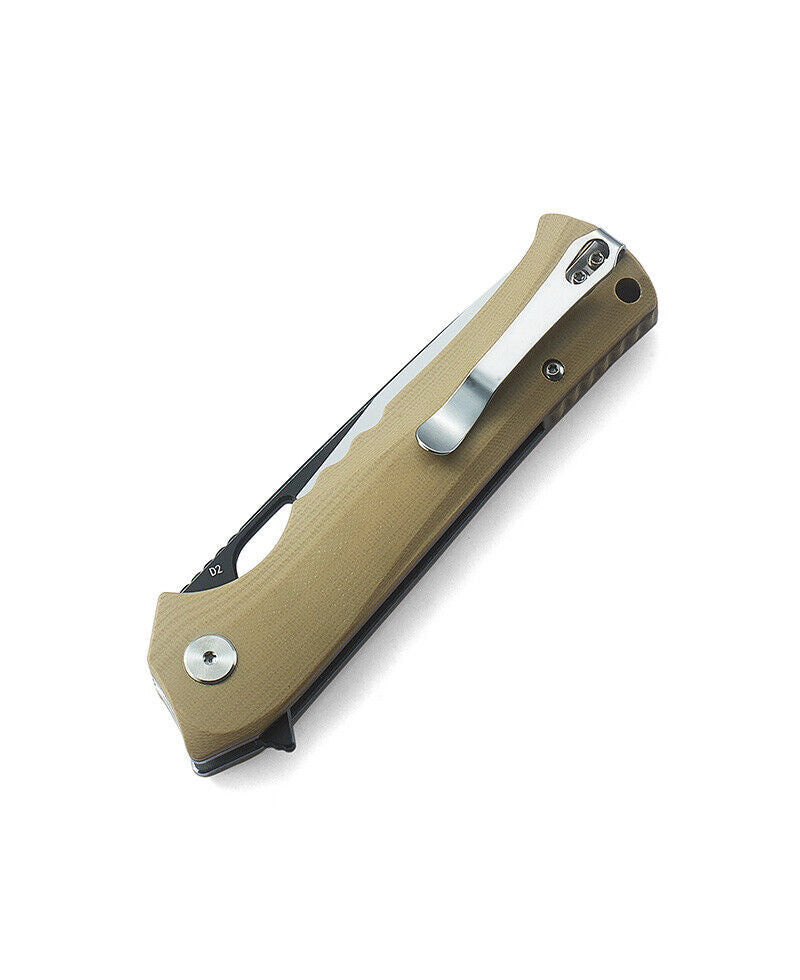 Bestech Knives Muskie Folding Knife 3.75" D2 Tool Steel Blade Beige G10 Handle G20C2 -Bestech Knives - Survivor Hand Precision Knives & Outdoor Gear Store