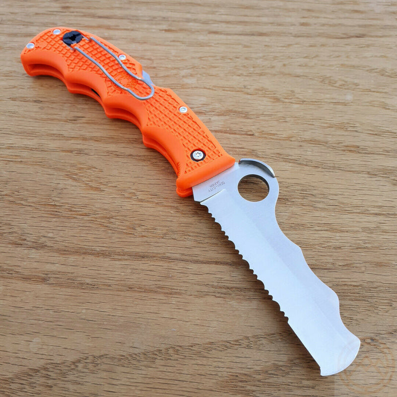 Spyderco Assist Lockback Folding Knife 3.75" Part Serrated VG10 Steel Blade Orange FRN Handle 79PSOR -Spyderco - Survivor Hand Precision Knives & Outdoor Gear Store