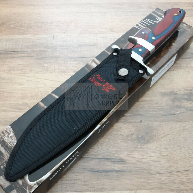 Frost Cutlery Bowie Fixed Knife 10" Stainless Clip Point Blade Frostwood Handle 18316FW -Frost Cutlery - Survivor Hand Precision Knives & Outdoor Gear Store
