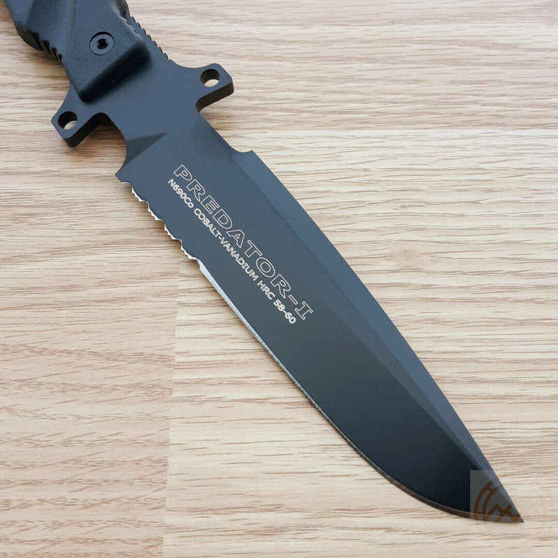 Fox Predator Fixed Knife 6.62" N690Co Steel Drop Point Blade Black Forprene Handle G3B -Fox - Survivor Hand Precision Knives & Outdoor Gear Store