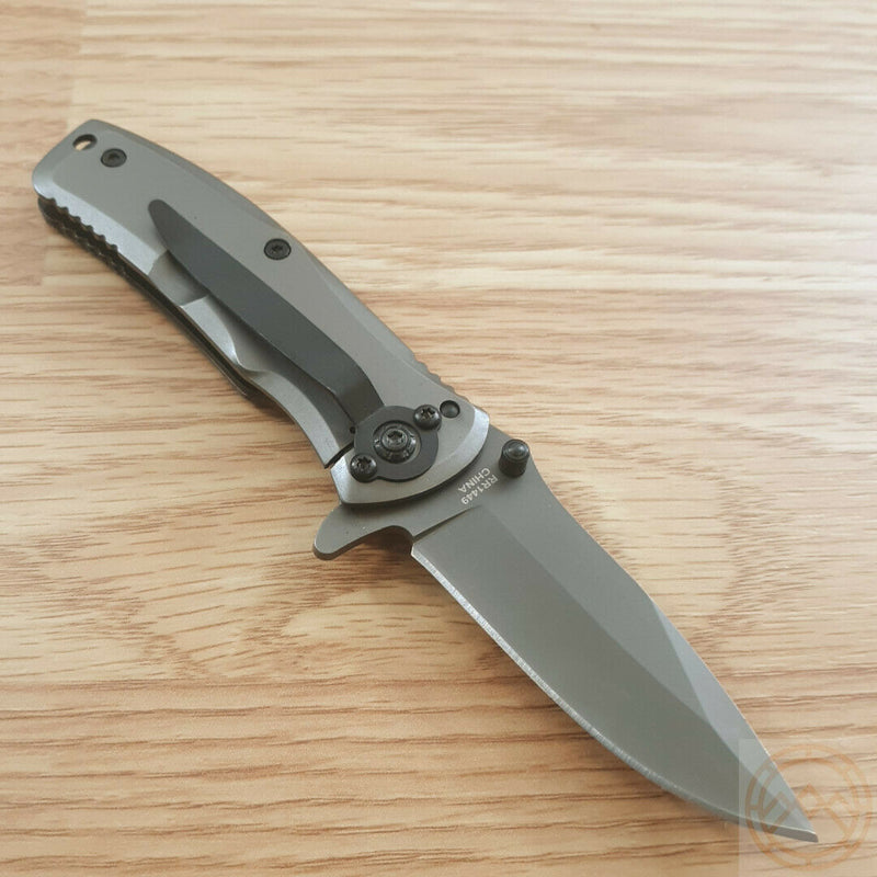 Rough Ryder Ti Coated Folding Knife 2.5" Stainless Steel Blade Gray Stainless Steel Handle 1449 -Rough Ryder - Survivor Hand Precision Knives & Outdoor Gear Store