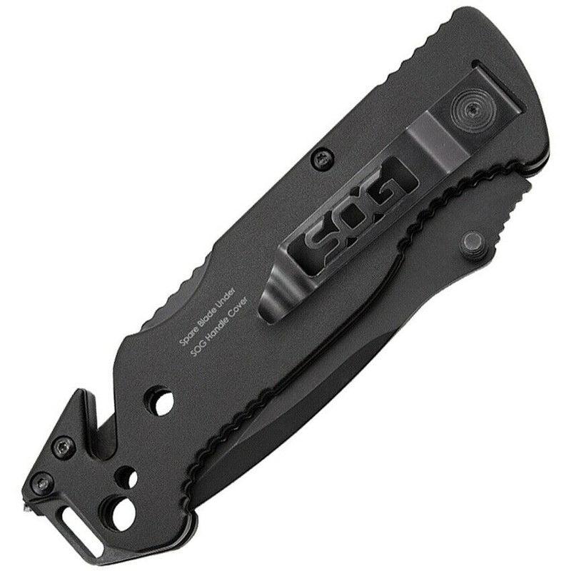 SOG Escape Lockback Folding Knife 3.25" 9Cr18MoV Steel Blade Black Aluminum Handle FF25CP -SOG - Survivor Hand Precision Knives & Outdoor Gear Store