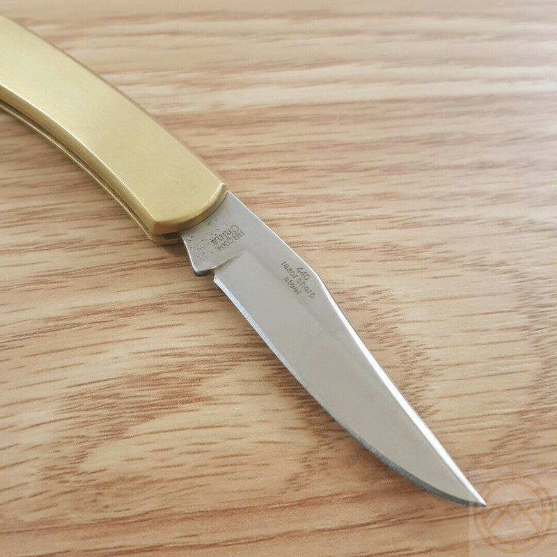 Rough Ryder Lockback Folding Knife 2.13" 440 Stainless Steel Blade Brushed Brass Handle 2004 -Rough Ryder - Survivor Hand Precision Knives & Outdoor Gear Store