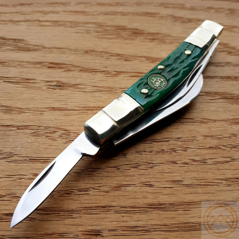 Hen & Rooster Congress Pocket Knife Carbon Steel Blades Green Pick Bone Handle 324CGPB -Hen & Rooster - Survivor Hand Precision Knives & Outdoor Gear Store