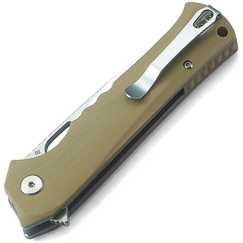 Bestech Muskie Liner Folding Knife 3.75" D2 Tool Steel Blade Beige G10 Handle G20C1 -Bestech Knives - Survivor Hand Precision Knives & Outdoor Gear Store