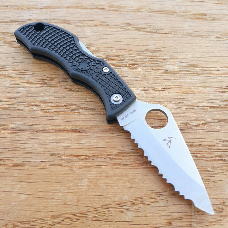 Spyderco Ladybug 3 Lockback Folding Knife 1.88" VG-10 Steel Serrated Blade Black FRN Handle LBKS3 -Spyderco - Survivor Hand Precision Knives & Outdoor Gear Store