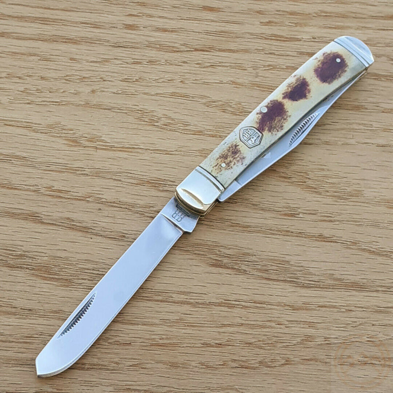 Rough Ryder Trapper Pocket Knife Stainless Steel Clip/Spey Blades Brown Bone Handle 1406 -Rough Ryder - Survivor Hand Precision Knives & Outdoor Gear Store