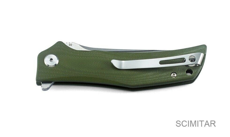 Bestech Knives Scimitar Folding Knife 3.75" D2 Tool Steel Blade Green G10 Handle G05B1 -Bestech Knives - Survivor Hand Precision Knives & Outdoor Gear Store