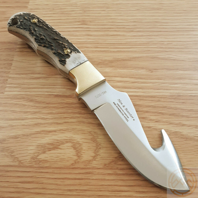 Hen & Rooster Fixed Knife 4.25" Stainless Steel Full Tang Blade Deer Stag Handle 0070 -Hen & Rooster - Survivor Hand Precision Knives & Outdoor Gear Store